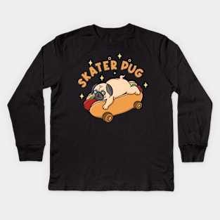 Skater Pug Kids Long Sleeve T-Shirt